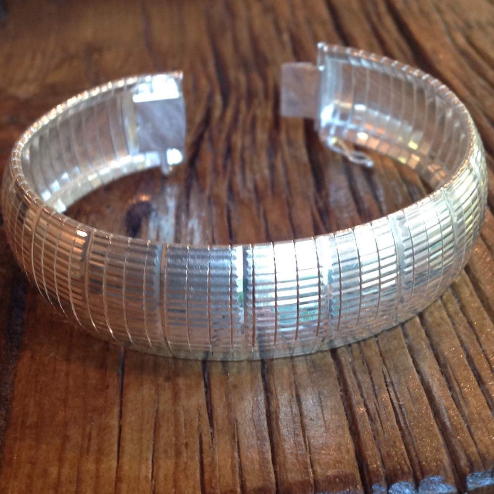 Silver Textured Cuff Bracelet